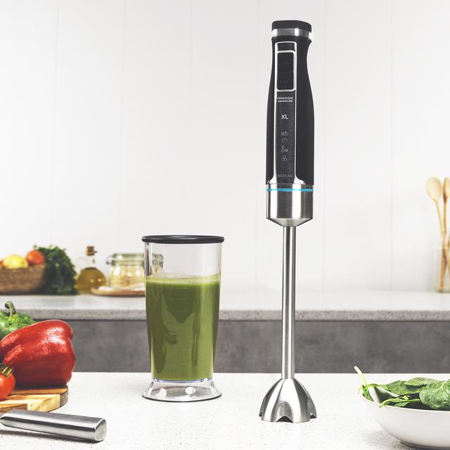 Cecotec PowerGear 1500 XL Mash Pro. Batidora De Mano De 1500 W De Potencia Pie XL Extralargo Cuchillas X-Blades Con Titanio 21 Velocidades Y Función Turbo Batidora De Mano 1500 W