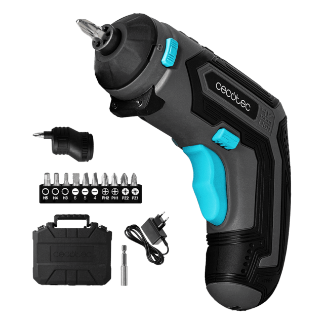 Cecotec PowerGyro 3500 X-treme Set Atornillador a batería con accesorio excéntrico para atornillar en esquinas y lugares de difícil acceso. Batería integrada de 4V y 1.500 mAh. Portabrocas para puntas hexagonales universales