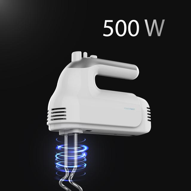 Cecotec PowerTwist 500.Batidora De Varillas 500 W De Potencia 5 Niveles De Velocidad Función Turbo Diseño Ergonómico Accesorios: Varillas Batidoras Garfios Amasadores Y Varilla De Globo Batidora Amasadora De Varillas