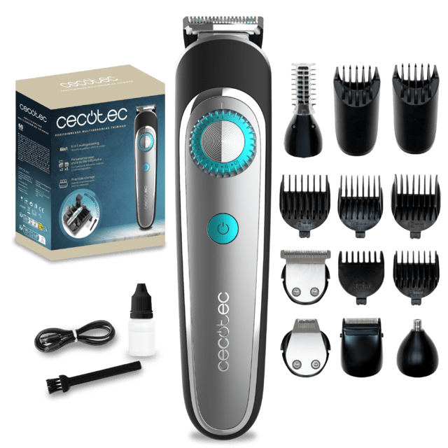 Cecotec PrecisionCare Multigrooming Trimmer Multigrooming con 6 cabezales con 5 peines en medidas de 3/6/9/12/15 mm y 2 peines regulables de 1 a 10 mm y de 11 a 20 mm un peine corporal y resistencia IPX7. Cortapelos