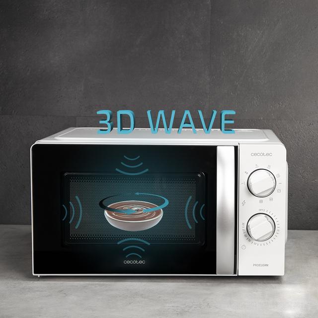 Cecotec ProClean 2110. Microondas Con Grill De 700W Con 6 Niveles De Potencia Capacidad 20 L Función Grill Tecnología 3DWave Modo Descongelación Temporizador Hasta 30mins Microondas