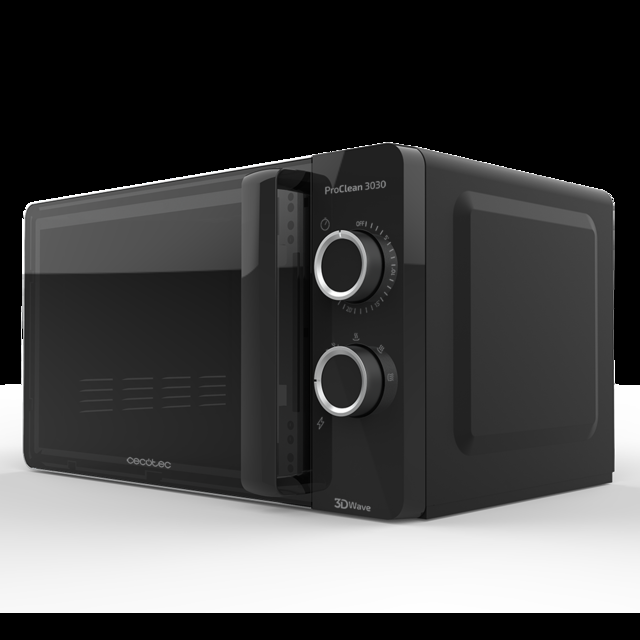 Cecotec ProClean 3030. Microondas De 700 W Capacidad 20L Revestimiento Ready2Clean 6 Niveles Funcionamiento Temporizador 30 Min Modo Descongelar Color Negro Microondas 20 L