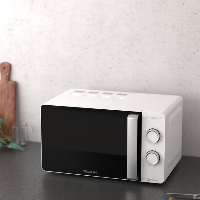 Cecotec ProClean 3110. Microondas Con Grill De 700 W Grill 800 W 20 L De Capacidad Tecnología 3DWave Modo Descongelación 6 Niveles De Potencia Temporizador 30 Mins Blanco Microondas Con Grill 20L