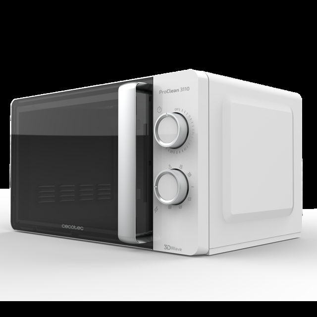 Cecotec ProClean 3110. Microondas con Grill de 700 W Grill 800 W 20 L de capacidad Tecnología 3DWave Modo Descongelación 6 Niveles de Potencia Temporizador 30 mins Blanco Microondas con grill 20L