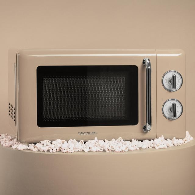 Cecotec ProClean 3110 Retro Beige Microondas Mecánico Con Grill De 20 L Y 700 W. Microondas Con Grill