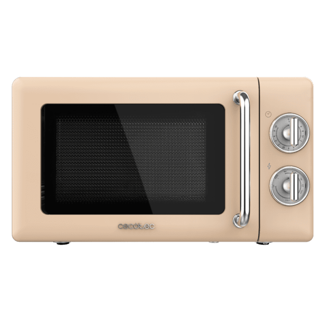 Cecotec ProClean 3110 Retro Beige Microondas mecánico con grill de 20 L y 700 W. Microondas con grill