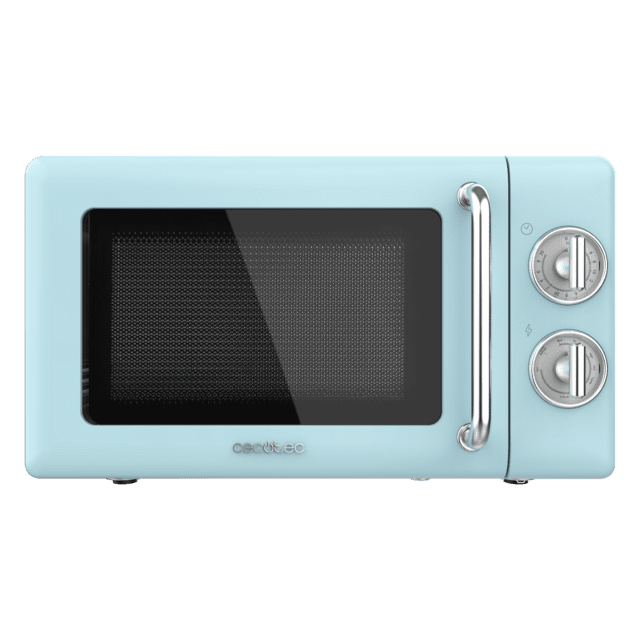 Cecotec ProClean 3110 Retro Blue Microondas mecánico con grill de 20 L y 700 W. Microondas con grill