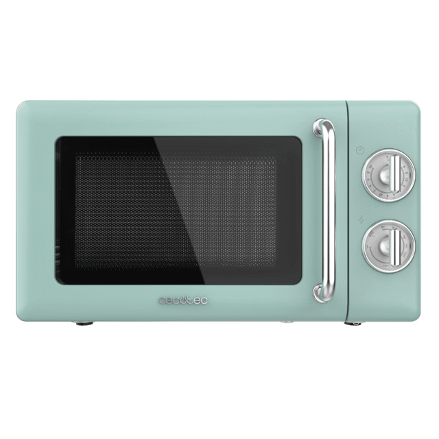 Cecotec ProClean 3110 Retro Green Microondas mecánico con grill de 20 L y 700 W. Microondas con grill
