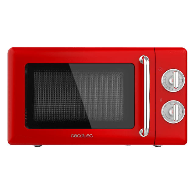 Cecotec ProClean 3110 Retro Red Microondas Mecánico Con Grill De 20 L Y 700 W. Microondas Con Grill