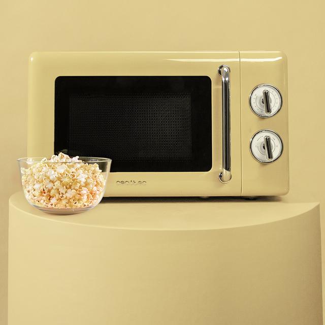 Cecotec ProClean 3110 Retro Yellow Microondas Mecánico Con Grill De 20 L Y 700 W. Microondas Con Grill