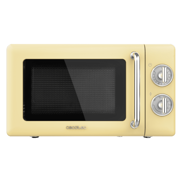 Cecotec ProClean 3110 Retro Yellow Microondas Mecánico Con Grill De 20 L Y 700 W. Microondas Con Grill