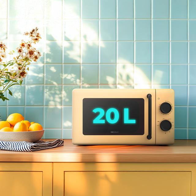 Cecotec Proclean 3110 Yellow Microondas Mecánico Con Grill De 20 L Y 700 W. Microondas Mecánico