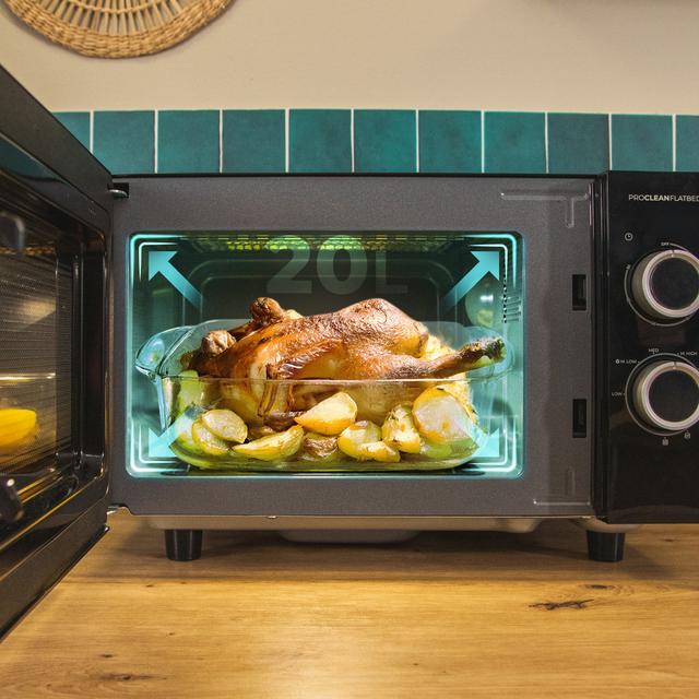 Cecotec Proclean 3130 Flatbed Microondas Sin Plato De 20 Litros De Capacidad Con Grill Revestimiento Ready2Clean Y Tecnología 3DWave. Microondas Sin Plato