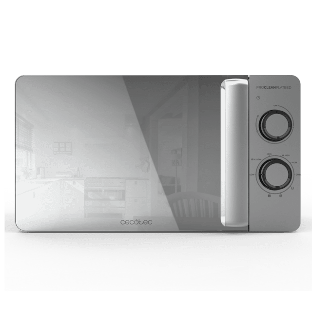 Cecotec Proclean 3160 Flatbed Mirror Microondas Sin Plato De 20 Litros De Capacidad Con Grill Revestimiento Ready2Clean Y Tecnología 3DWave. Microondas Sin Plato