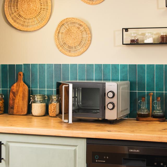 Cecotec Proclean 3160 Flatbed Mirror Microondas Sin Plato De 20 Litros De Capacidad Con Grill Revestimiento Ready2Clean Y Tecnología 3DWave. Microondas Sin Plato