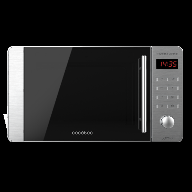 Cecotec ProClean 5010. Microondas De 700 W Capacidad De 20 L Revestimiento Ready2Clean 5 Niveles Funcionamiento 8 Programas Tecnología 3DWave Temporizador Diseño Frontal Y Tirador Inox Microondas Sin Grill  