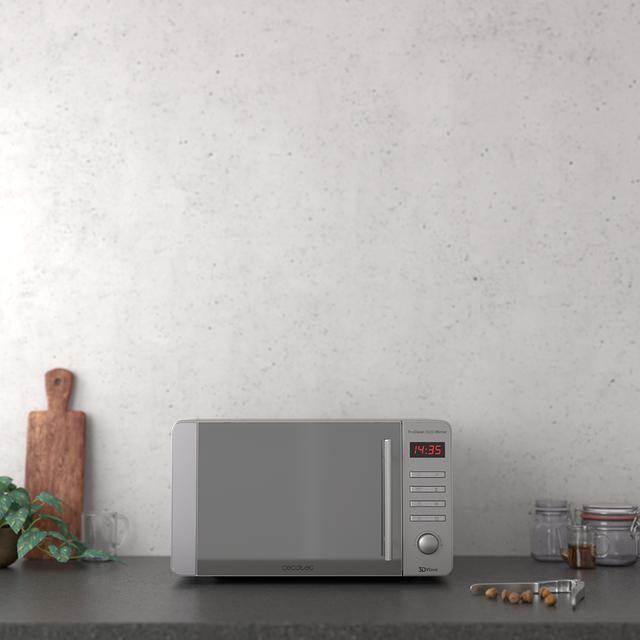 Cecotec ProClean 5020 Mirror. Microondas De 700 W Capacidad 20 L Revestimiento Ready2Clean Para Mejor Limpieza Tecnología 3DWave Diseño Efecto Espejo Tirador Inox 8 Programas Microondas Sin Grill  