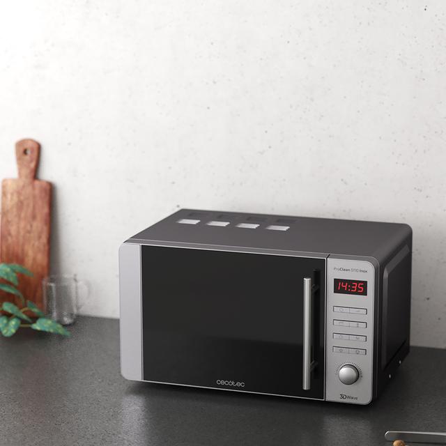 Cecotec ProClean 5110 Inox. Microondas De 700 W Grill 800 W Capacidad De 20L Revestimiento Ready2Clean Para Una Mejor Limpieza Tecnología 3DWave Diseño De Acero Inox Microondas Con Grill  