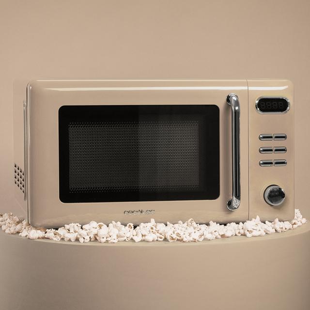 Cecotec ProClean 5110 Retro Beige Microondas Digital Con Grill De 20 L Y 700 W. Microondas Con Grill