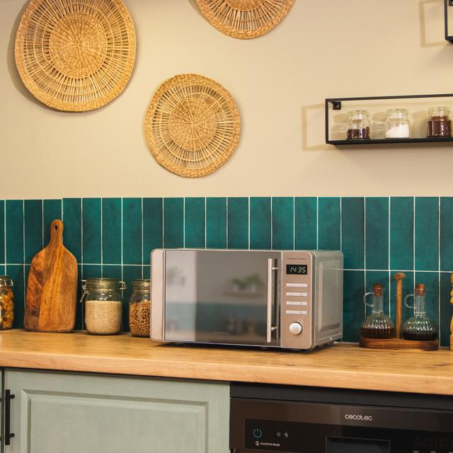 Cecotec Proclean 5120 Flatbed Mirror Microondas Sin Plato Digital Con Grill. De 20 Litros De Capacidad Y 700 W De Potencia. Microondas Sin Plato