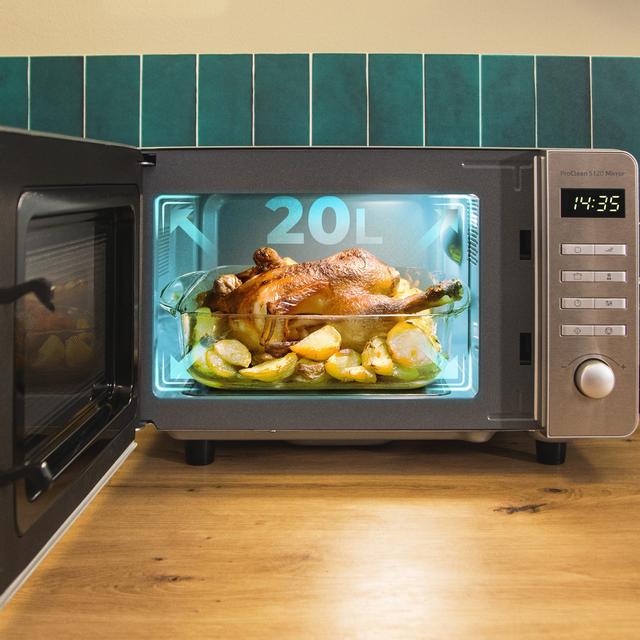 Cecotec Proclean 5120 Flatbed Mirror Microondas Sin Plato Digital Con Grill. De 20 Litros De Capacidad Y 700 W De Potencia. Microondas Sin Plato