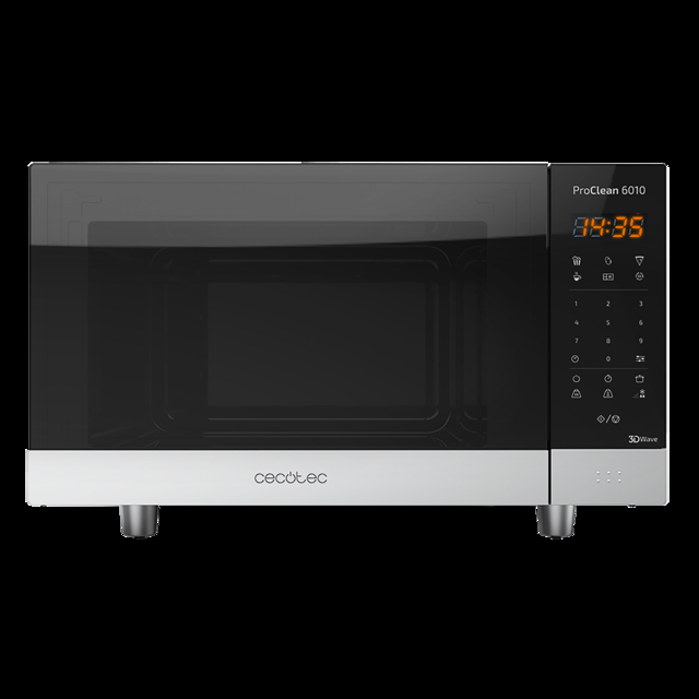 Cecotec ProClean 6010. Microondas negro de 800 W Capacidad de 23 Litros Revestimiento Ready2Clean para una mejor limpieza Panel de control y tecnología 3DWave Control Táctil Microondas digital de 23 litros  