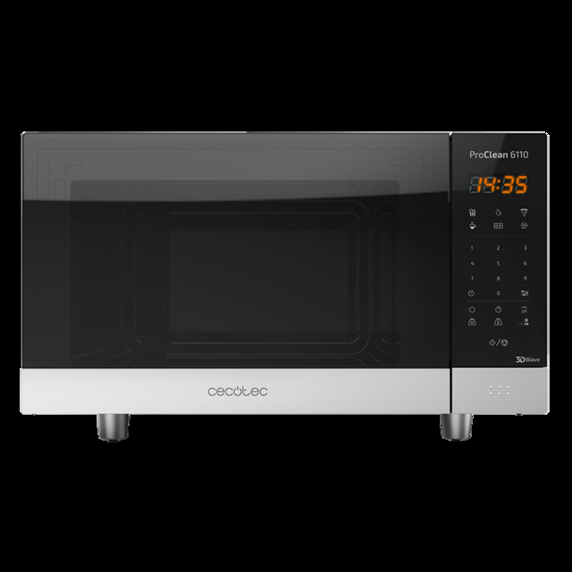 Cecotec ProClean 6110. Microondas de 800 W y Grill 1000 W Capacidad 23L Revestimiento Ready2Clean para una mejor Limpieza Tecnología 3DWave Diseño con Acabados en Acero Inoxidable Microondas digital de 23 litros  