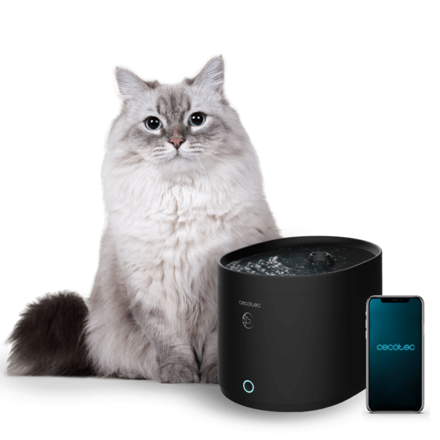 Cecotec Pumba 2500 Refresh Smart Fuente automática para mascotas con capacidad de 2 5 litros incluye filtro y control por wifi con recordatorios de limpieza y depósito vacío. Fuente de agua para gatos y perros
