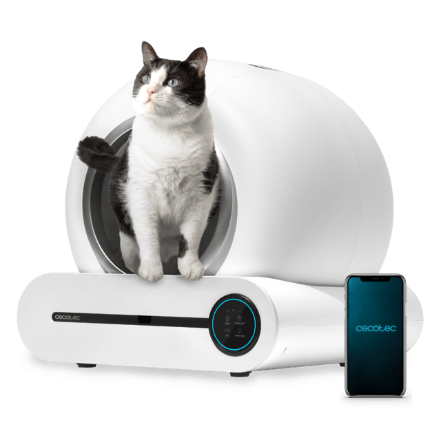 Cecotec Pumba 8000 CleanKitty Smart Arenero con autolimpieza triple sistema de desodorización control por wifi y pantalla silencioso y seguro con sensor de infrarrojos. Arenero para gatos autolimpiable