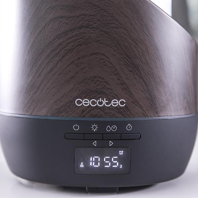 Cecotec PureAroma 500 Smart Black Woody. Difusor De Aroma Con Capacidad 500ml Pantalla LED Temporizador 12h Despertador 3 Modos De Funcionamiento Cobertura 30m2 Humidificador