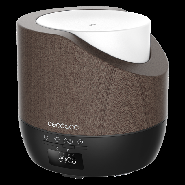 Cecotec PureAroma 500 Smart Black Woody. Difusor de aroma con Capacidad 500ml Pantalla LED Temporizador 12h Despertador 3 Modos de funcionamiento Cobertura 30m2 Humidificador