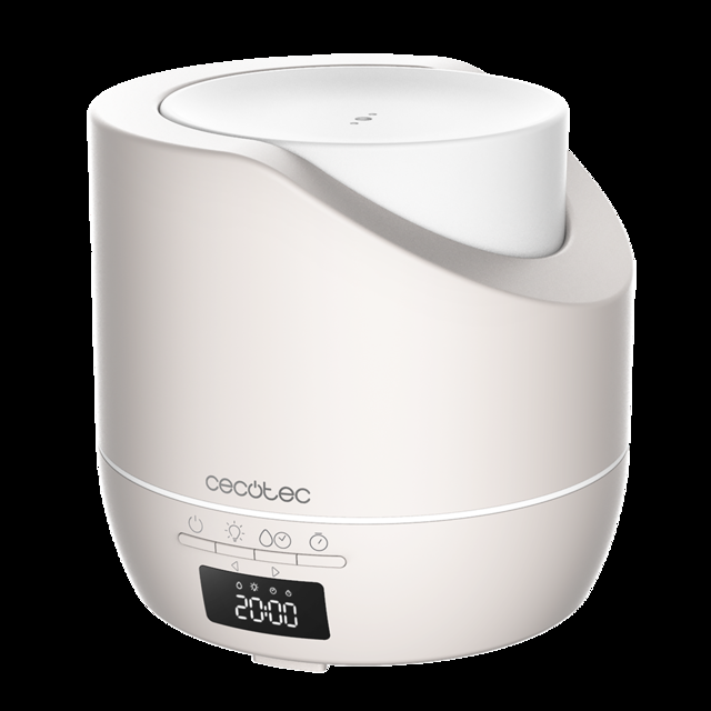 Cecotec PureAroma 500 Smart Sand. Difusor de aroma con Capacidad 500 ml Pantalla LED Temporizador 12h Despertador 3 Modos de funcionamiento Cobertura 30m2 Humidificador