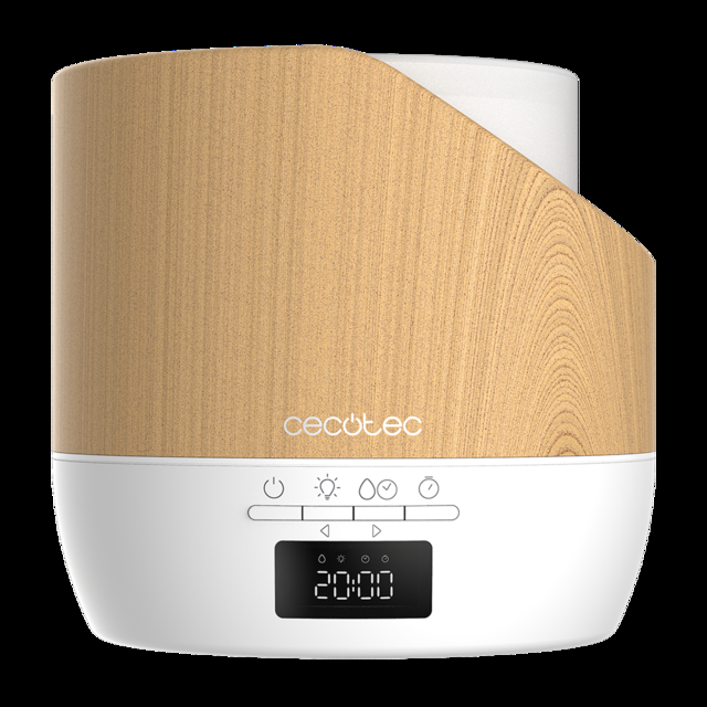 Cecotec PureAroma 500 Smart White Woody. Difusor De Aroma Con Capacidad 500ml Pantalla LED Temporizador 12h Despertador 3 Modos De Funcionamiento Cobertura 30m2 Humidificador  