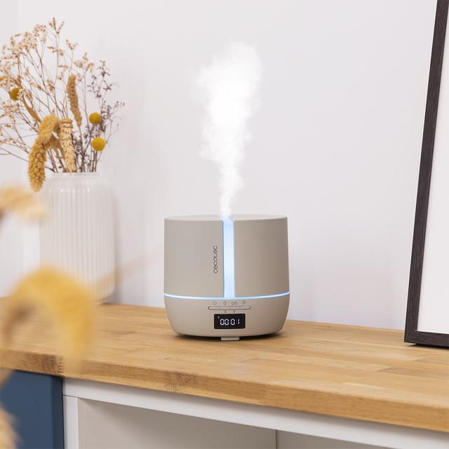 Cecotec PureAroma 550 Connected Sand. Difusor De Aromas De Capacidad 500ml Pantalla LED Altavoz Control Por Bluetooth App Temporizador 12h 3 Modos De Funcionamiento Cobertura 30m2 Humidificador Y Altavoz Bluetooth