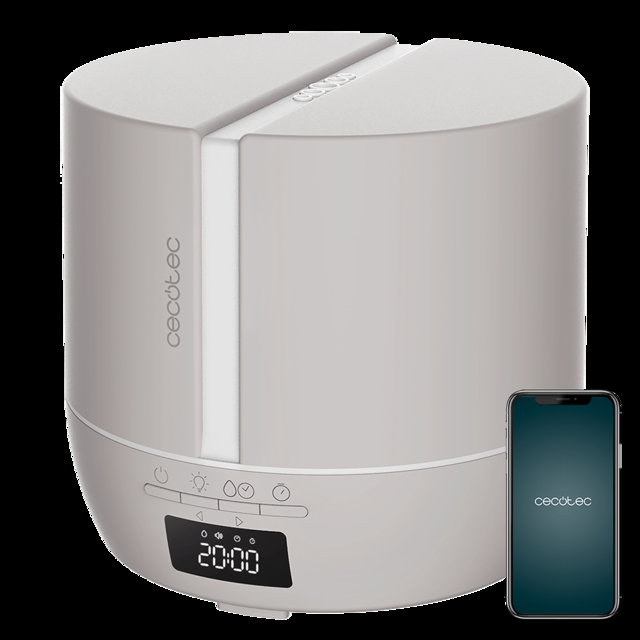 Cecotec PureAroma 550 Connected Sand. Difusor de aromas de Capacidad 500ml Pantalla LED Altavoz Control por bluetooth App Temporizador 12h 3 Modos de funcionamiento Cobertura 30m2 Humidificador y altavoz bluetooth
