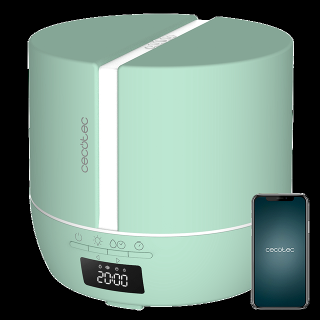 Cecotec PureAroma 550 Connected Sky. Difusor de aromas con Capacidad 500ml Pantalla LED Altavoz Control por bluetooth App Temporizador 12h 3 Modos de funcionamiento Cobertura 30m2 Humidificador y altavoz Bluetooth