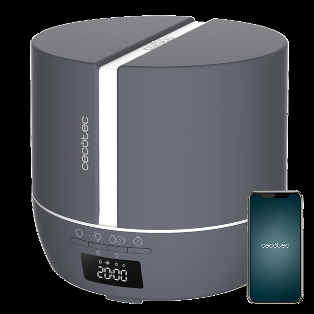 Cecotec PureAroma 550 Connected Stone. Difusor de aromas con Capacidad 500ml Pantalla LED Altavoz Control por bluetooth App Temporizador 12h 3 Modos de funcionamiento Cobertura 30m2 Humidificador y altavoz bluetooth