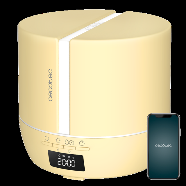 Cecotec PureAroma 550 Connected SunLight. Difusor de aromas con Capacidad 500ml Pantalla LED Altavoz Control por bluetooth App Temporizador 12h 3 Modos de funcionamiento Cobertura 30m2 Humidificador