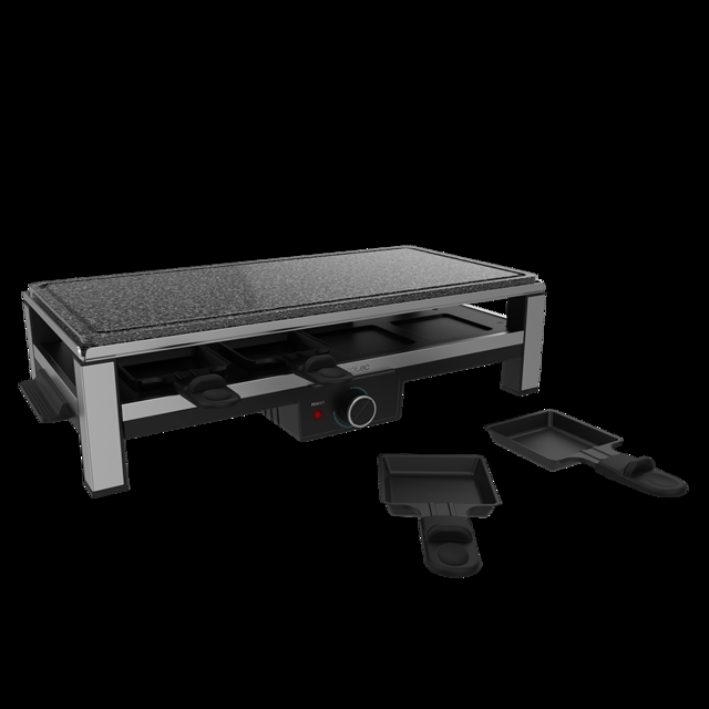 Cecotec Raclette De Queso Y Grill Cheese&Grill 12000 Inox AllStone. 2000 W Parrilla Superior De Piedra Natural Acabados En Acero Inoxidable 8 Sartenes Individuales Diseño Extraíble Raclette