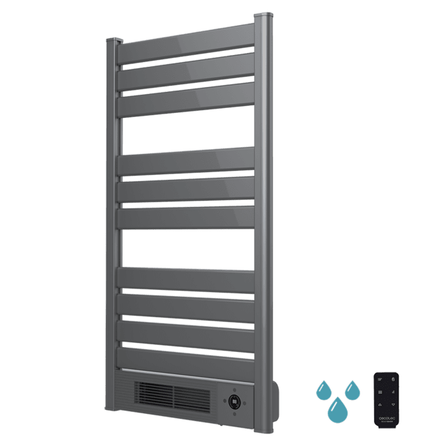 Cecotec Radiador Toallero Eléctrico Bajo Consumo Ready Warm 9770 Ceramic Towel INOX M. Calefactor Cerámico Incorporado 2000 W Pantalla LED Mando a Distancia Temporizador IPX4 Toallero eléctrico