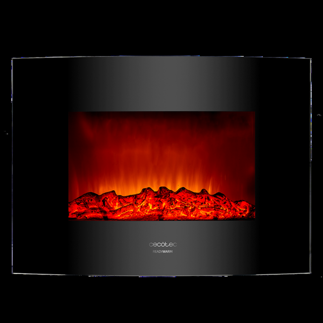 Cecotec Ready Warm 2200 Curved Flames Chimenea Eléctrica Decorativa De 22” Con Máxima Potencia De 2000 W. Dos Intensidades 1000 W Y 2000 W. Mando A Distancia. Panel Curvo De Cristal Templado. Llama Independiente Y Ajustable.