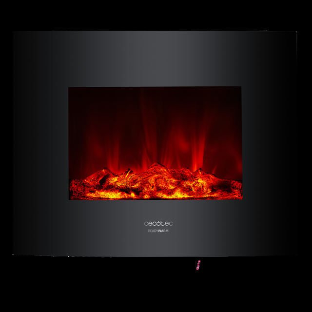Cecotec Ready Warm 2600 Curved Flames Decorativa De 26” Con Máxima Potencia De 2000 W. Dos Intensidades 1000 W Y 2000 W. Mando A Distancia. Panel Curvo De Cristal Templado. Llama Independiente Y Ajustable. Temporizador Semana