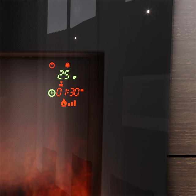 Cecotec Ready Warm 2600 Curved Flames Decorativa De 26” Con Máxima Potencia De 2000 W. Dos Intensidades 1000 W Y 2000 W. Mando A Distancia. Panel Curvo De Cristal Templado. Llama Independiente Y Ajustable. Temporizador Semana