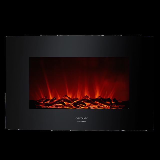 Cecotec Ready Warm 3500 Curved Flames Decorativa De 35” Con Máxima Potencia De 2000 W. Dos Intensidades 1000 W Y 2000 W. Mando A Distancia. Panel Curvo De Cristal Templado. Llama Independiente Y Ajustable. Temporizador Semana