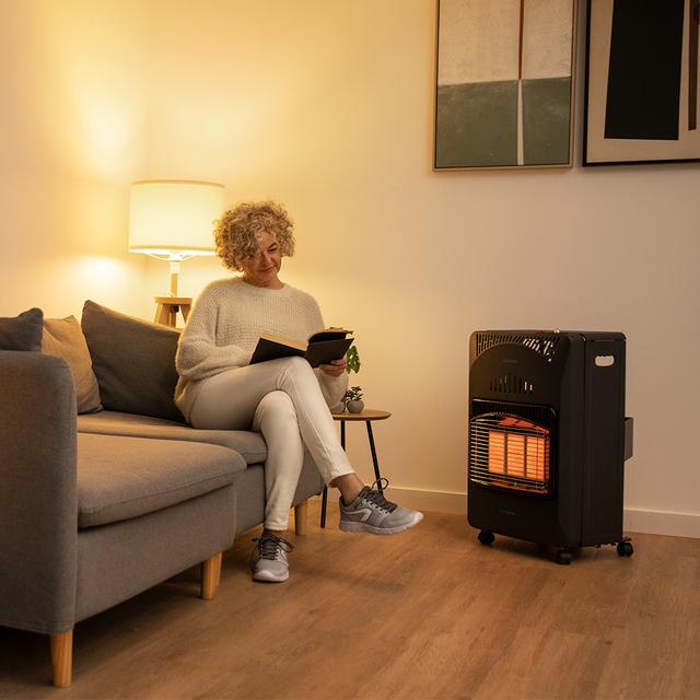 Cecotec Ready Warm 4000 Slim Fold + Estufa De Gas Plegable Con 4200 W 3 Niveles De Potencia Bolsa De Transporte 4 Ruedas Bombonas De 15 Kg Encendido Piezoeléctrico Y Triple Sistema De Seguridad. Estufa De Gas Plegable
