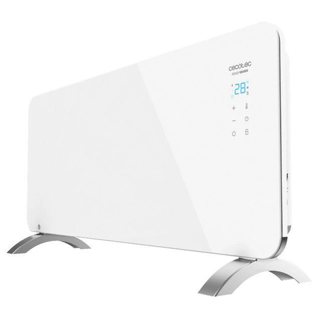 Cecotec Ready Warm 6750 Crystal Connection M. Radiador Eléctrico Bajo Consumo con Wifi 2000 W Termostato Regulable 2 Modos Temporizador Soporte de pie Protección sobrecalentamiento Radiador convector eléctrico Wi-Fi 2000 W