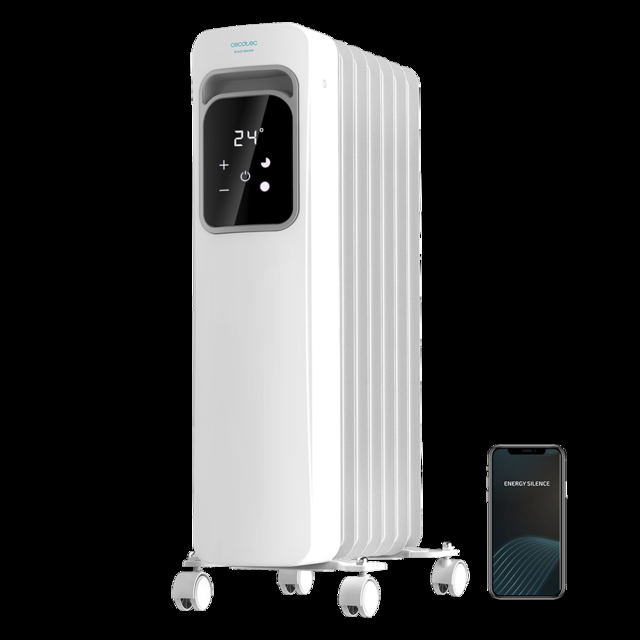Cecotec Ready Warm 7000 Touch Connected De 7 Elementos Con 1500 W Control Por Wi-Fi Pantalla Lcd Control Táctil 3 Modos Temporizador Máximo Confort Y Seguridad. Radiador de aceite de 7 elementos  