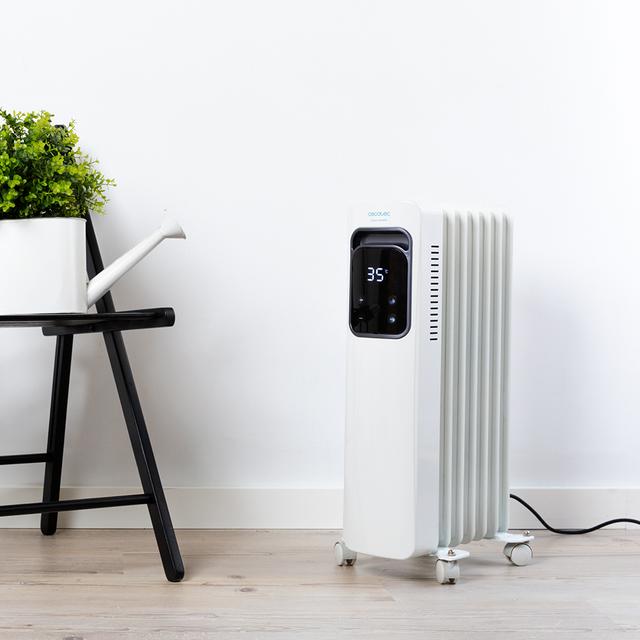 Cecotec Ready Warm 7000 Touch De 7 Elementos Con 1500 W Pantalla Lcd Control Táctil 3 Modos Temporizador Máximo Confort Y Seguridad. Radiador De Aceite De 7 Elementos  