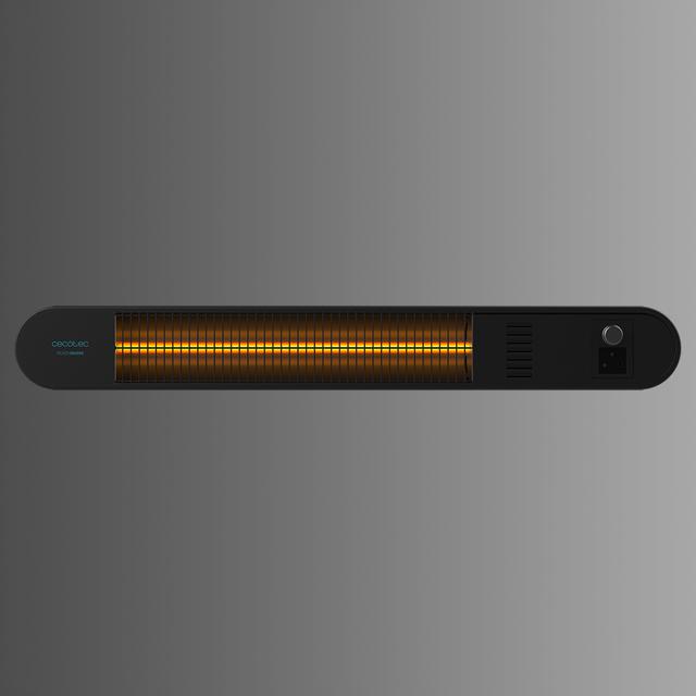 Cecotec Ready Warm 8600 Power Gold Calefactor Halógeno De Radiación Infrarroja De Pared Para Exteriores De 2000 W. IP55. Aluminio. Mando A Distancia. Potencia Ajustable. Kit De Montaje. Calefactor De Pared