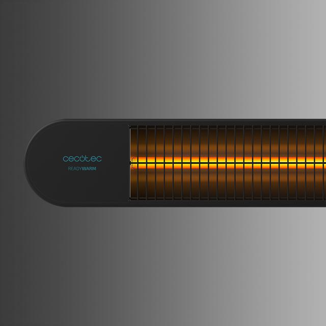 Cecotec Ready Warm 8600 Power Gold Calefactor Halógeno De Radiación Infrarroja De Pared Para Exteriores De 2000 W. IP55. Aluminio. Mando A Distancia. Potencia Ajustable. Kit De Montaje. Calefactor De Pared